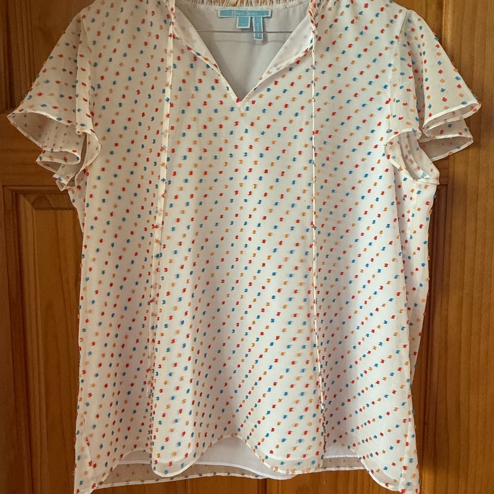 Draper James Polka Dot Ruffle Sleeve Top